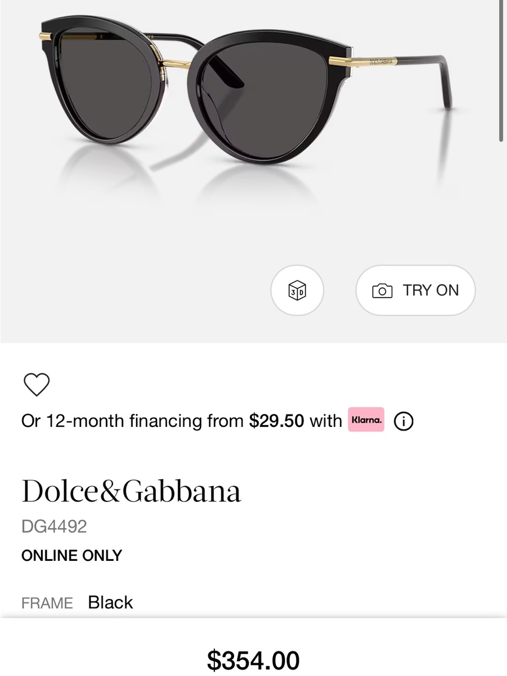Dolce & Gabbana Black Sunglasses with Gold Accents